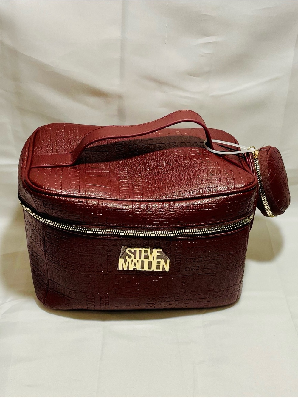 Steve Madden Logo Embossed Train Case Makeup Bag with Detachable Pouch, NWT - Picture 16 of 16